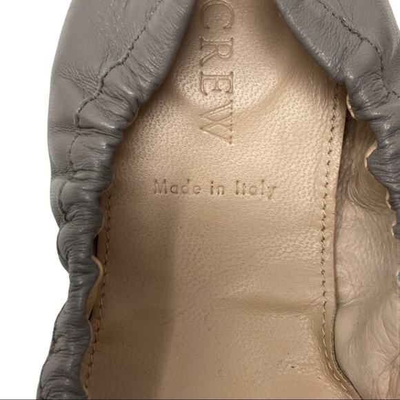 J. Crew Emma Gray Leather Bow Ballet Flats  Bend - Picture 3 of 9